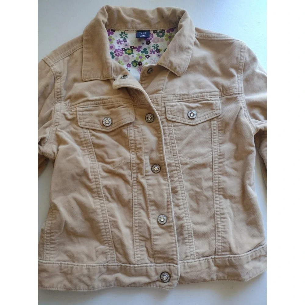 GAP Kids Corduroy Jacket‎ Tan Brown Girls XL (12) Floral Lined